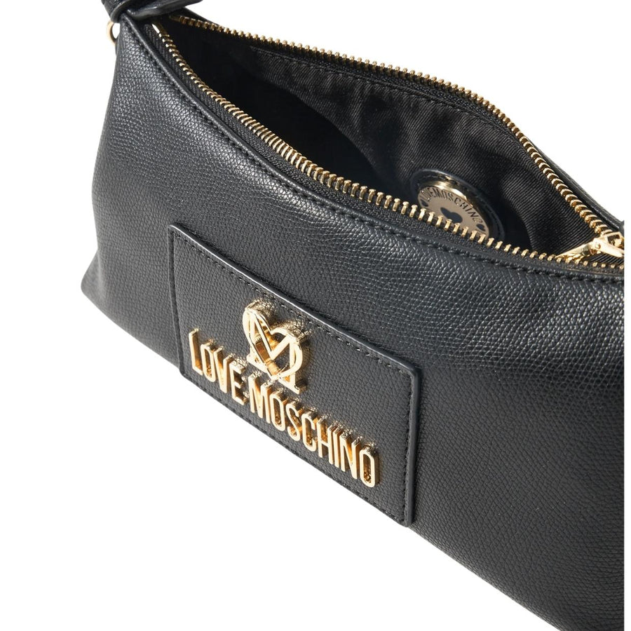 Love Moschino Gold-Tone Logo Knotted Strap Black Shoulder Bag