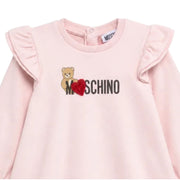 Moschino Baby Print Logo Pink Ruffles Sweat Dress