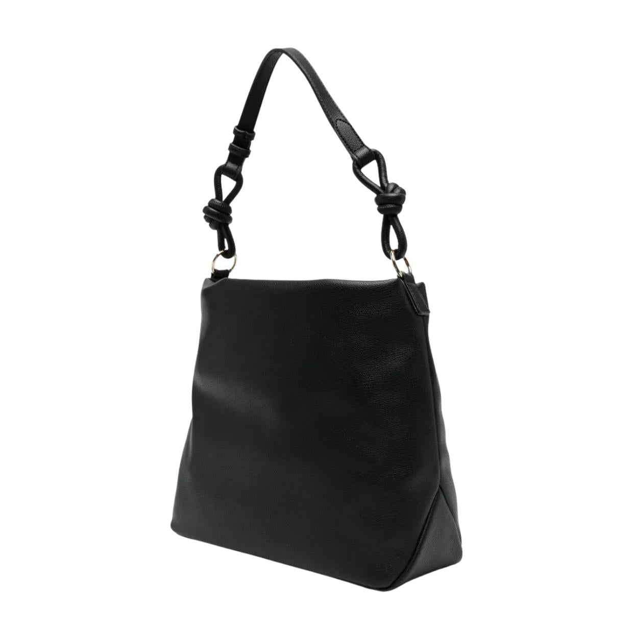 Love Moschino Logo Plaque Knotted Strap Black Shoulder Bag