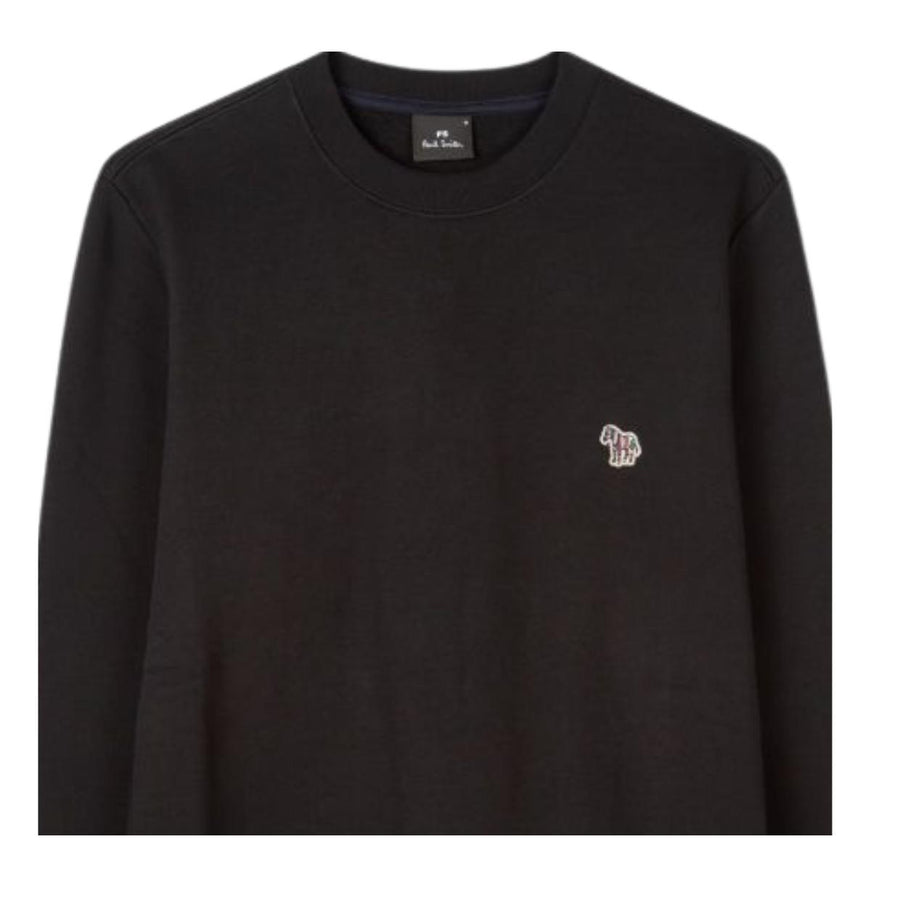 Paul Smith Embroidered Zebra Logo Black Cotton Sweatshirt
