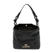 Love Moschino Logo Plaque Knotted Strap Black Shoulder Bag