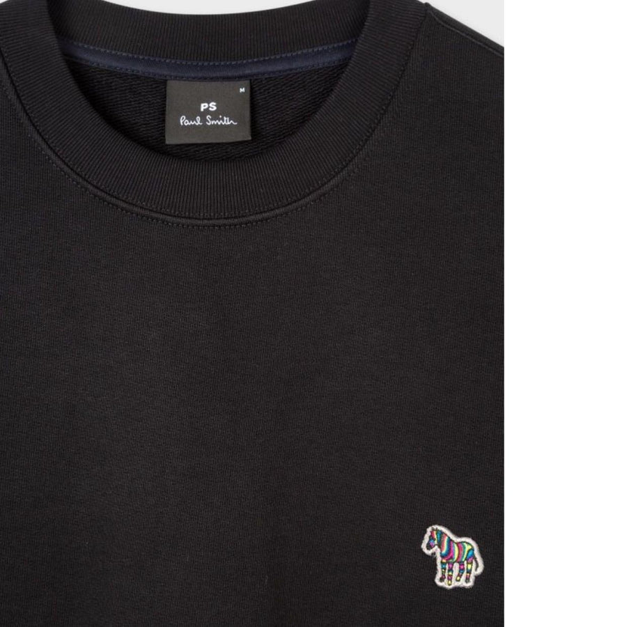 Paul Smith Embroidered Zebra Logo Black Cotton Sweatshirt