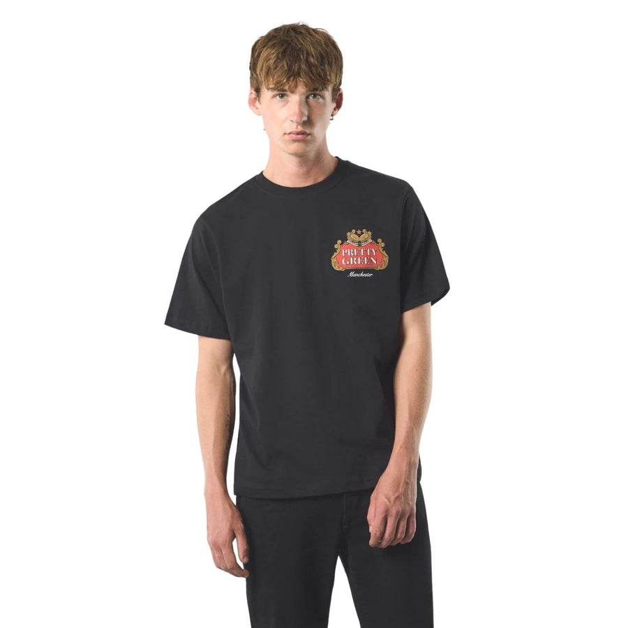 Pretty Green Nelson Graphic Logo Print Black T-Shirt