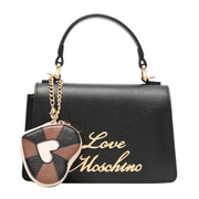 Love Moschino Heart Charm Black Top-Handle Satchel Bag