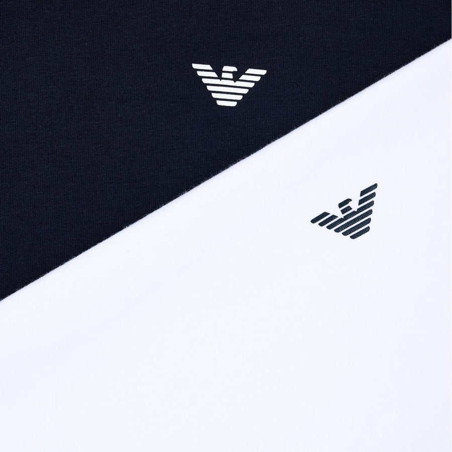 Emporio Armani Print Logo White & Navy Loungewear Two-Pack T-Shirt