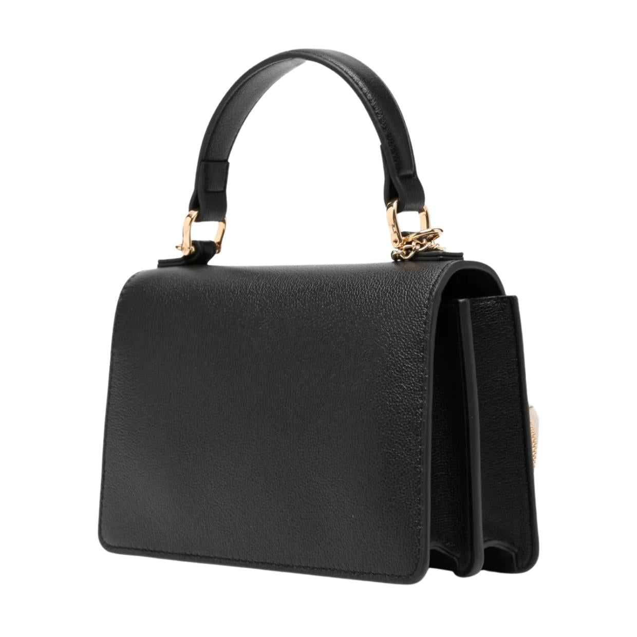 Love Moschino Heart Charm Black Top-Handle Satchel Bag