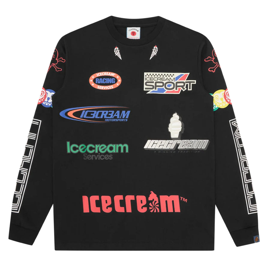 ICECREAM Pit Crew Long Sleeve Black T-Shirt