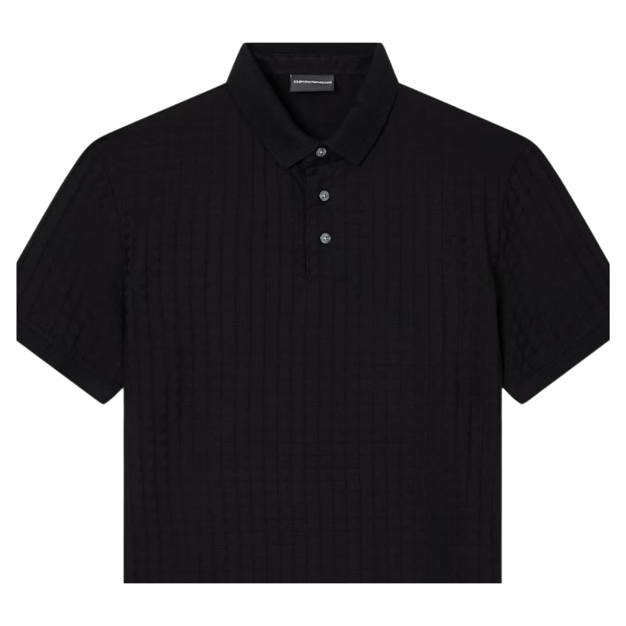 Emporio Armani Jacquard Jersey Black Polo Shirt