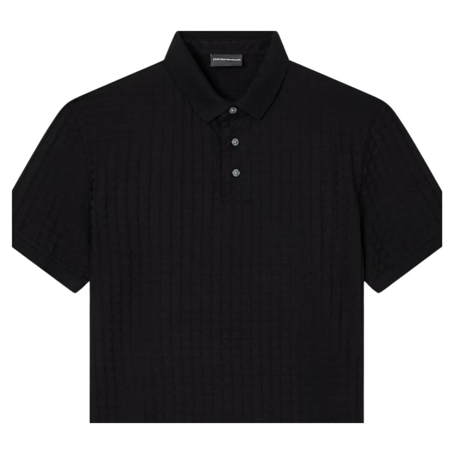 Emporio Armani Jacquard Jersey Black Polo Shirt