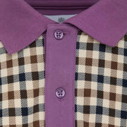 Aquascutum Active Stretch Piquet Club Check Purple Polo Shirt
