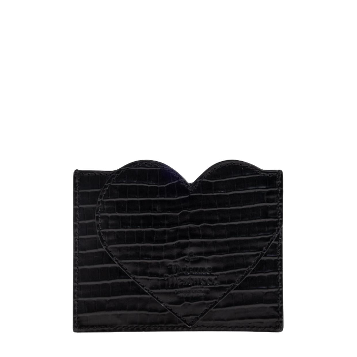 Vivienne Westwood Black Croc Heart Card Holder