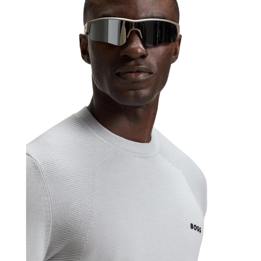 BOSS Contrast Logo Cotton Blend Light Grey Sweatshirt
