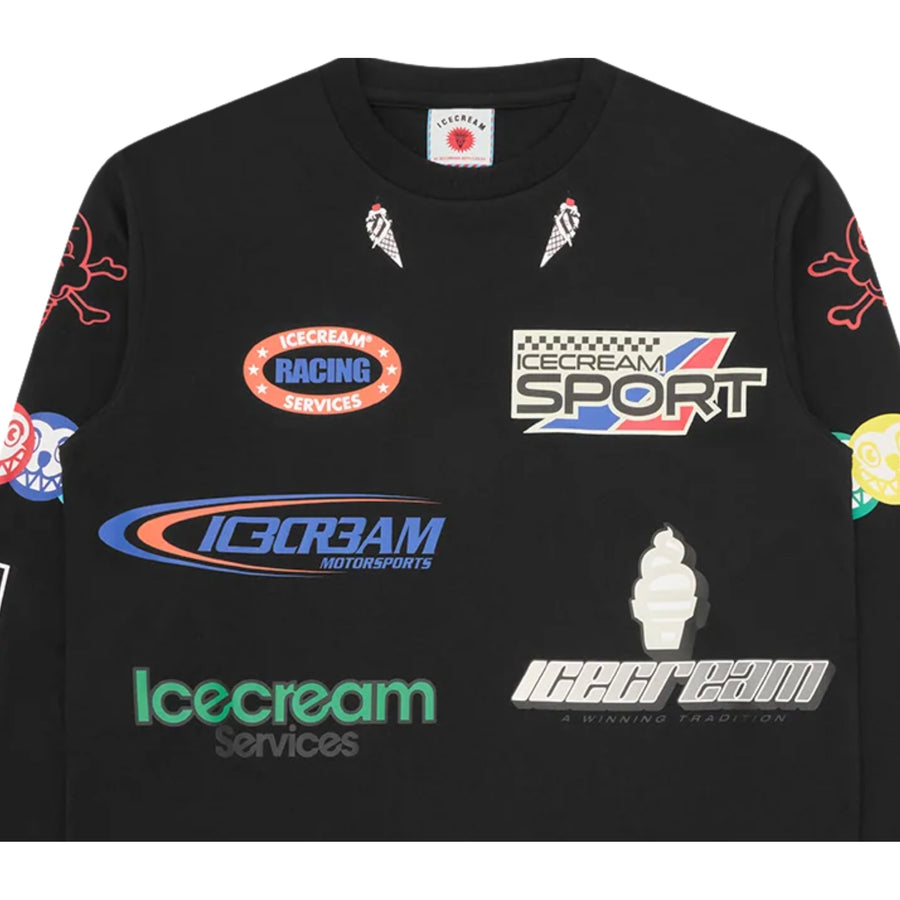 ICECREAM Pit Crew Long Sleeve Black T-Shirt