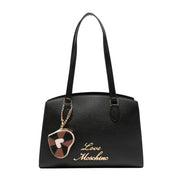 Love Moschino Heart Charm Logo Black Tote Bag