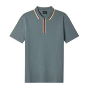 Paul Smith Regular Fit Contrast Half Zip Grey Polo Shirt
