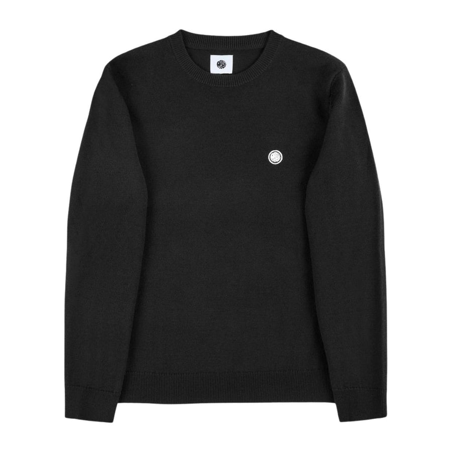 Pretty Green Embroidered Logo Merino Blend Black Crew Sweatshirt