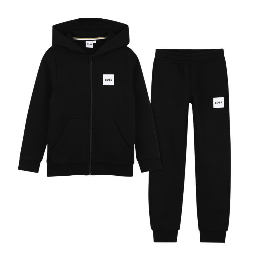 BOSS Kids Logo Patch Black Tracksuit