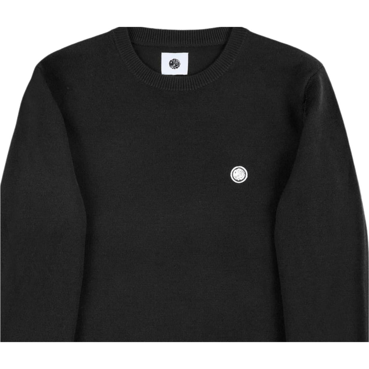 Pretty Green Embroidered Logo Merino Blend Black Crew Sweatshirt