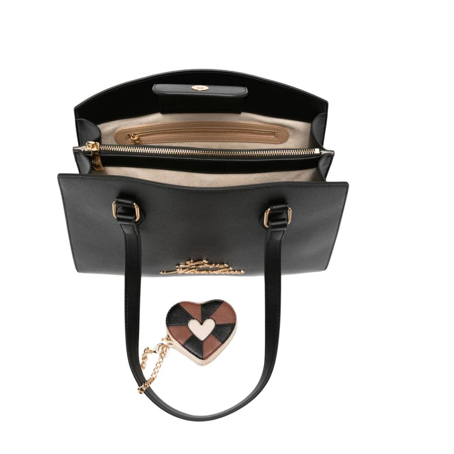 Love Moschino Heart Charm Logo Black Tote Bag