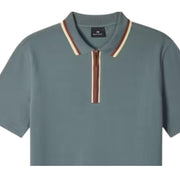 Paul Smith Regular Fit Contrast Half Zip Grey Polo Shirt