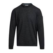 Sandbanks Logo Badge Merino Knit Wool Anthracite Crew Neck Sweatshirt