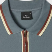 Paul Smith Regular Fit Contrast Half Zip Grey Polo Shirt