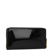 Love Moschino Enameled Gold-Tone Logo Black Zip Around Wallet
