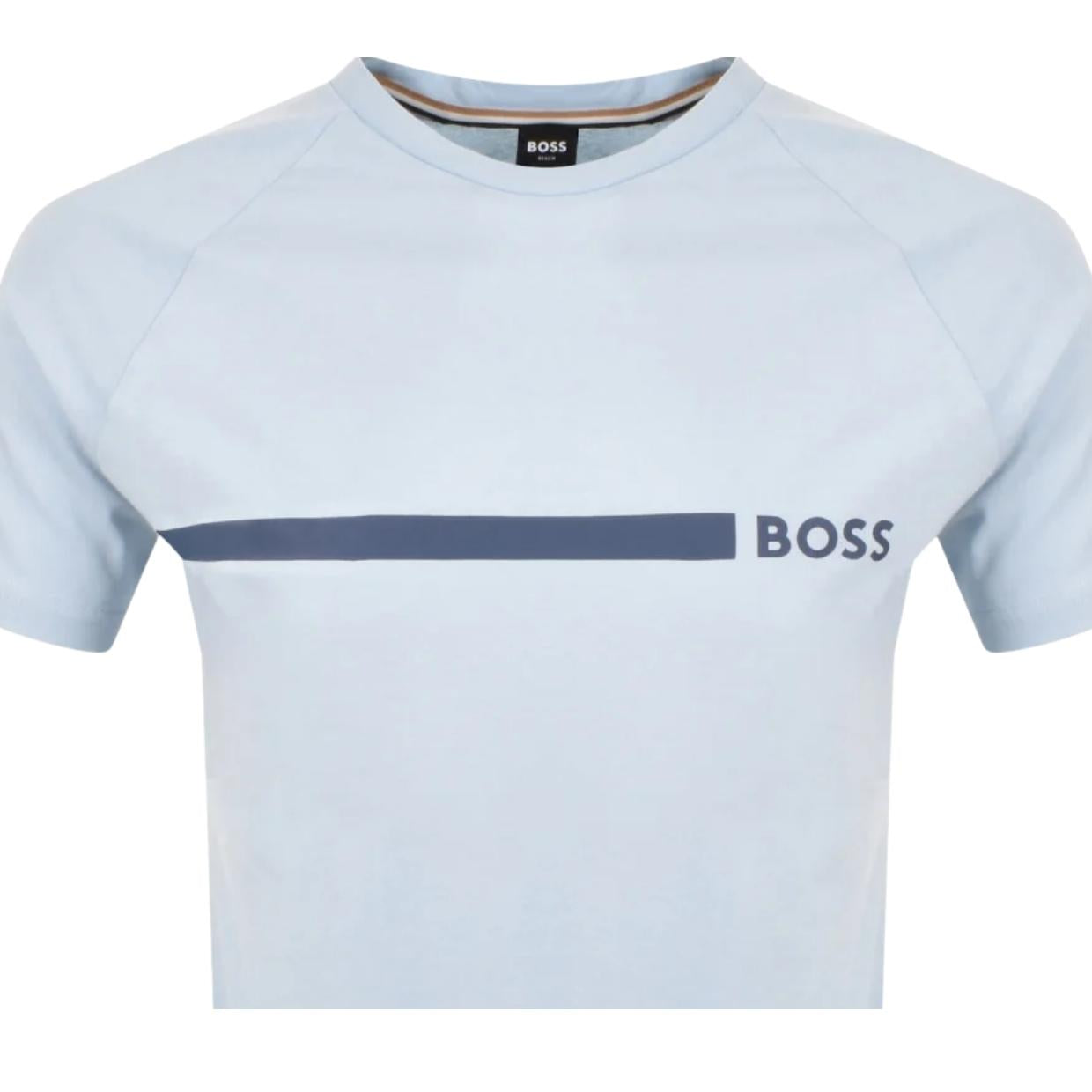 BOSS Printed Logo Light Blue T-Shirt