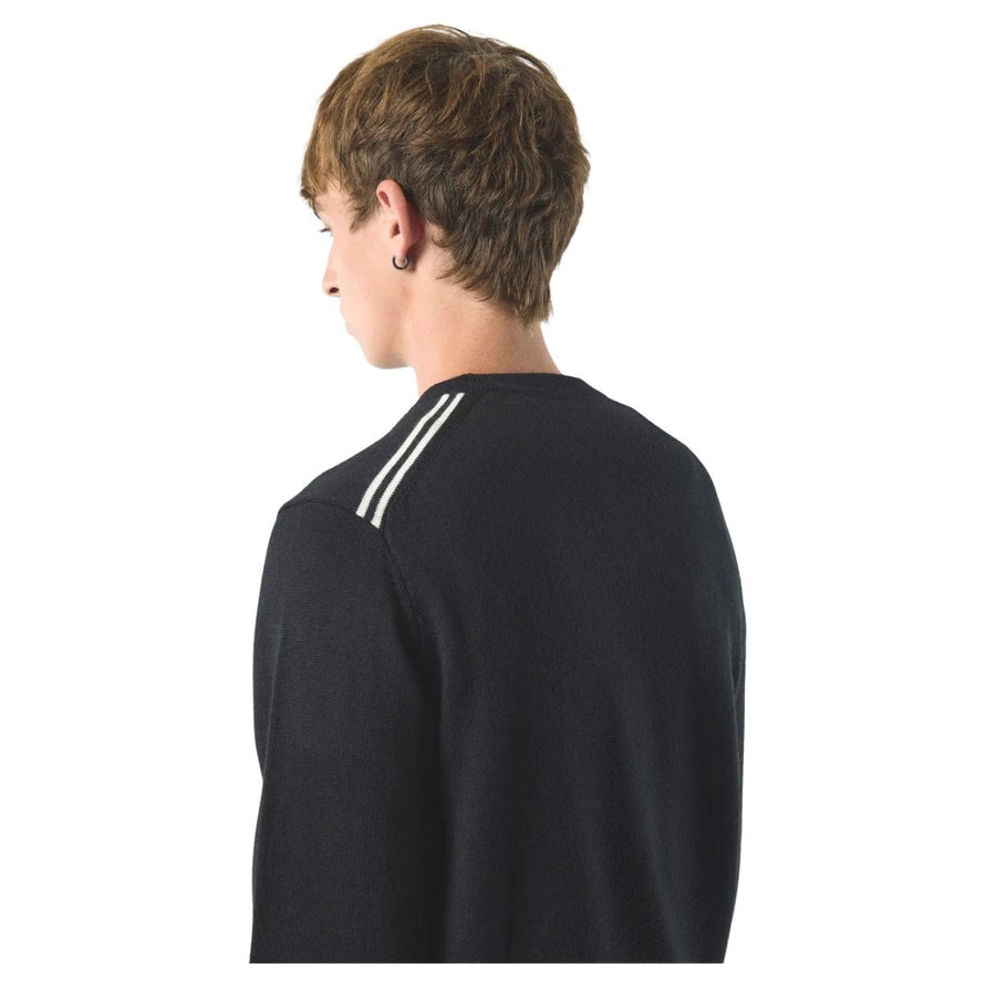 Pretty Green Embroidered Logo Merino Blend Black Crew Sweatshirt