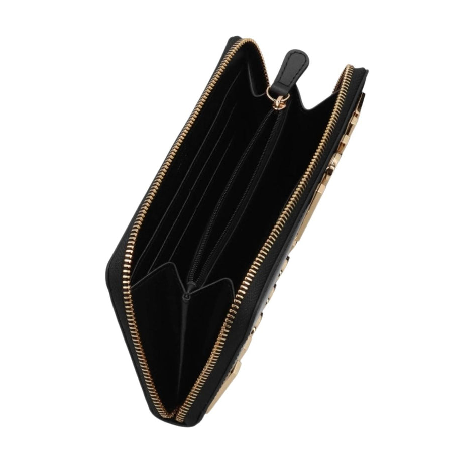 Love Moschino Enameled Gold-Tone Logo Black Zip Around Wallet