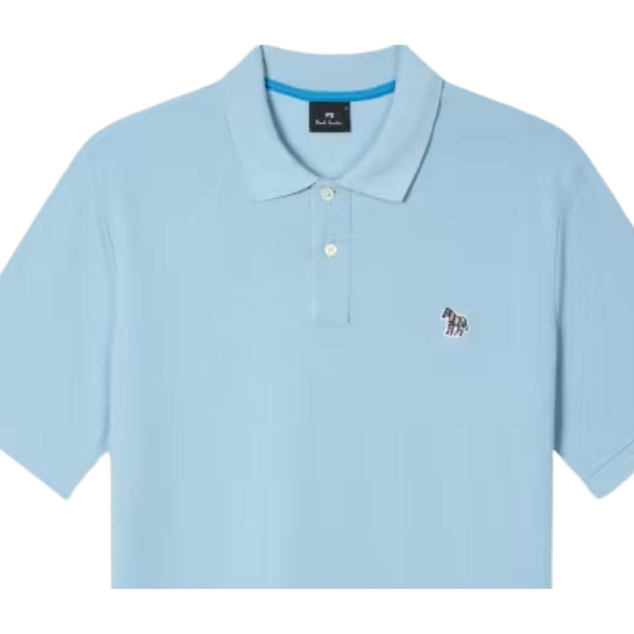 Paul Smith Regular Fit Zebra Logo Light Blue Short Sleeve Polo Shirt
