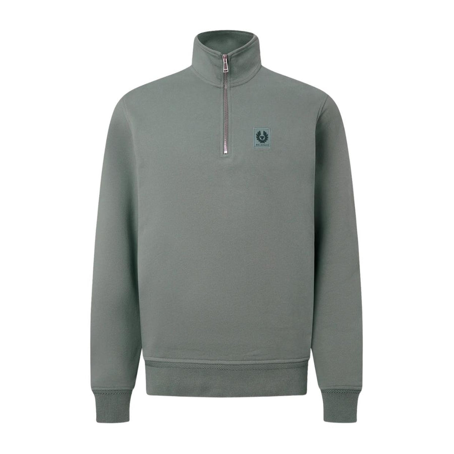 Belstaff Patch Logo Atlantic Grey Half Zip Sweatshirt