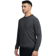 Sandbanks Logo Badge Merino Knit Wool Anthracite Crew Neck Sweatshirt