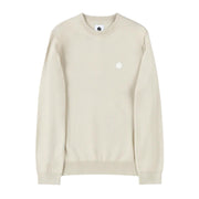 Pretty Green Embroidered Logo Merino Blend Stone Crew Sweatshirt