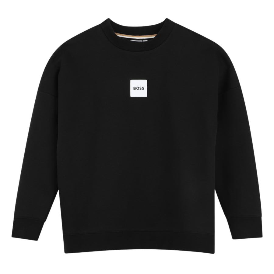 BOSS Kids Logo Patch Cotton Blend Black Sweatshirts