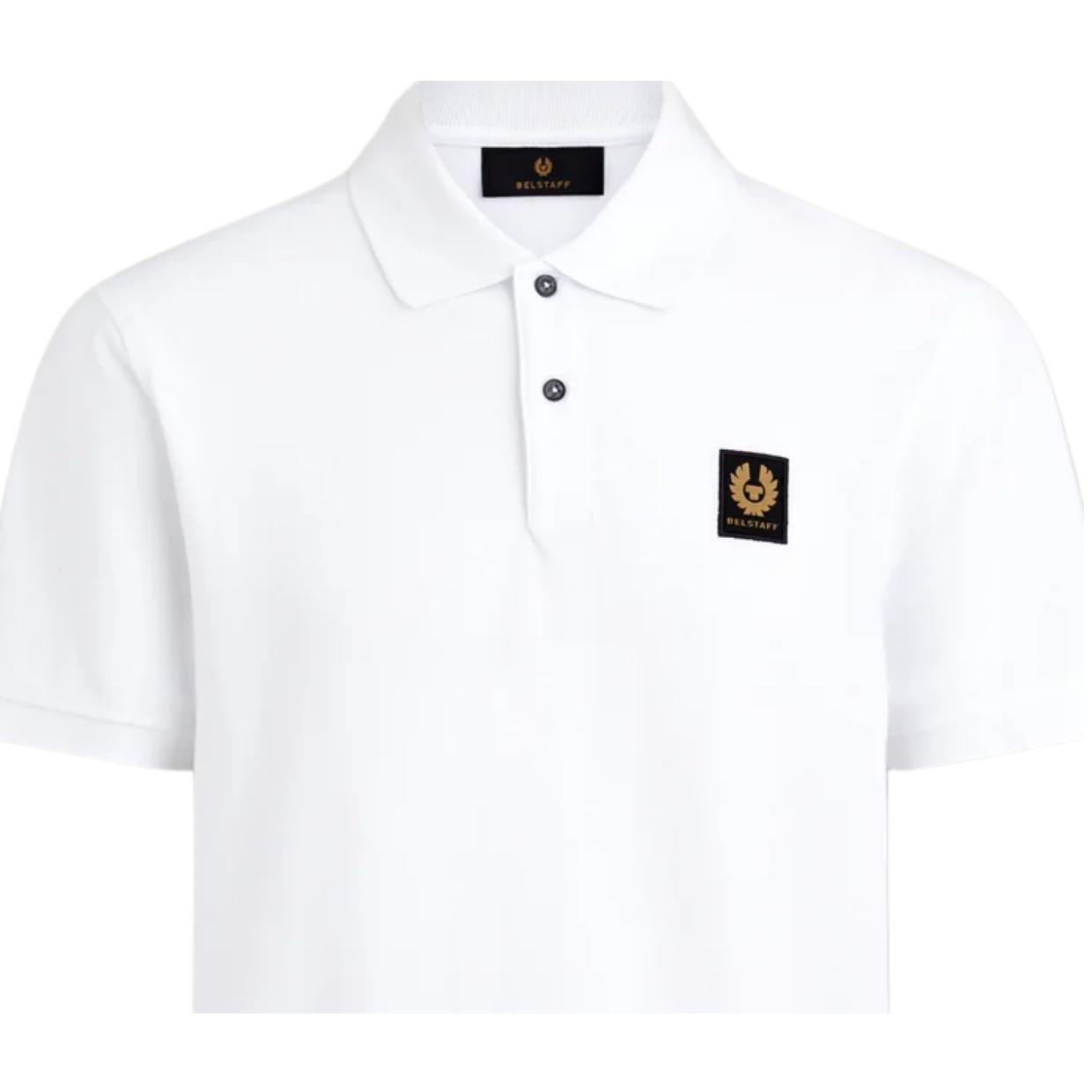 Belstaff Regular Fit Cotton Pique White Polo Shirt