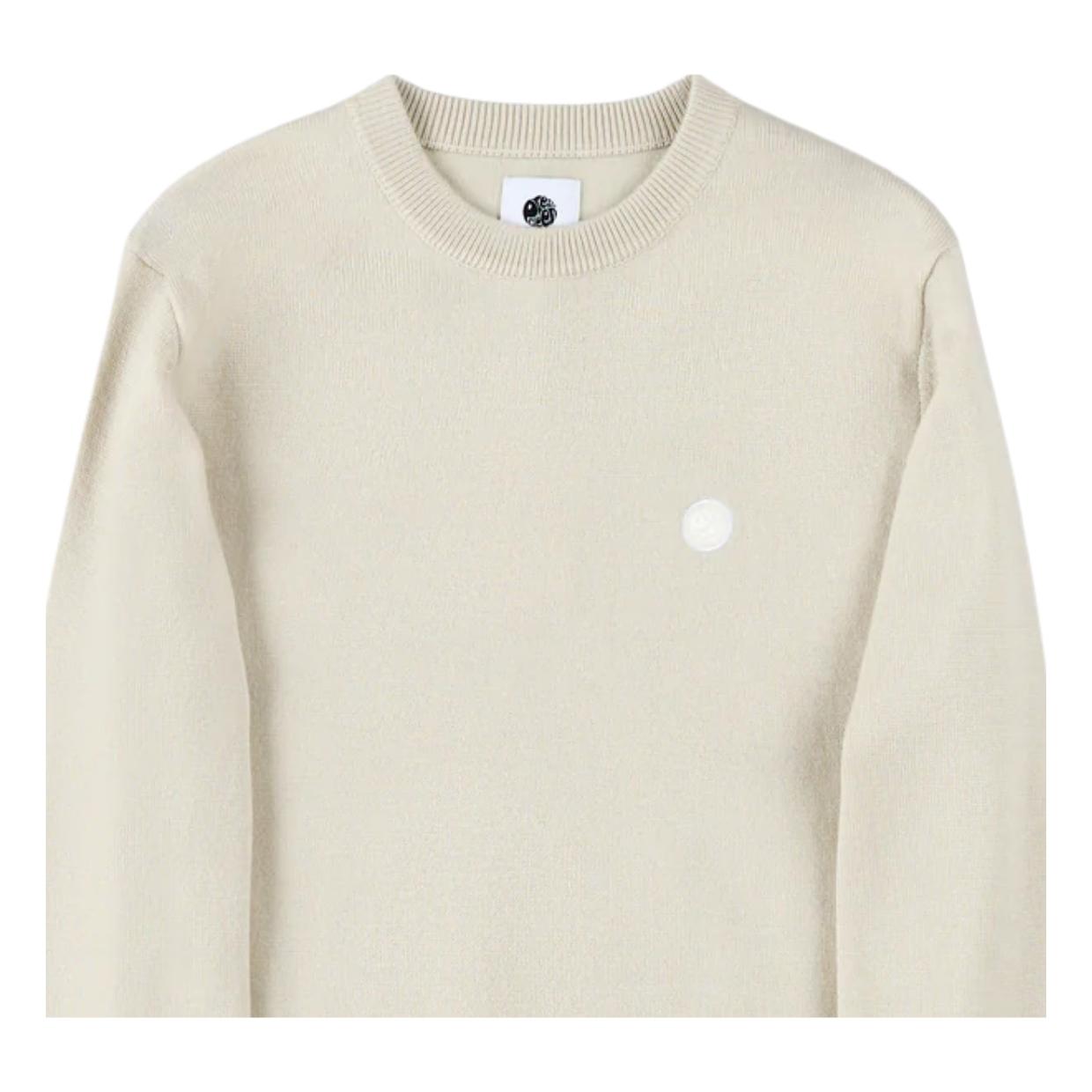 Pretty Green Embroidered Logo Merino Blend Stone Crew Sweatshirt