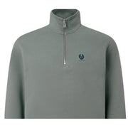 Belstaff Patch Logo Atlantic Grey Half Zip Sweatshirt
