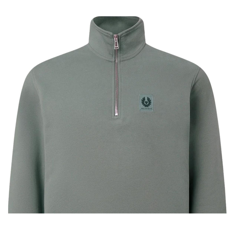 Belstaff Patch Logo Atlantic Grey Half Zip Sweatshirt