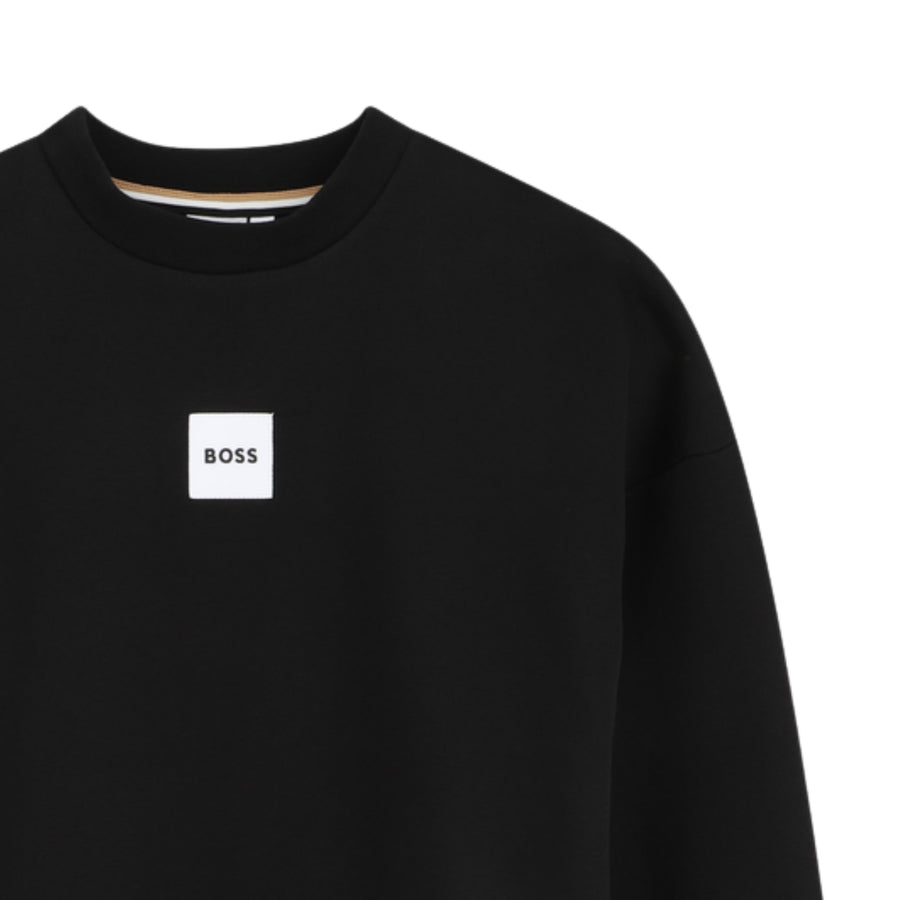 BOSS Kids Logo Patch Cotton Blend Black Sweatshirts