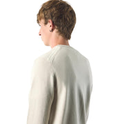 Pretty Green Embroidered Logo Merino Blend Stone Crew Sweatshirt