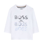 BOSS Baby Logo Print Long Sleeve White T-Shirt