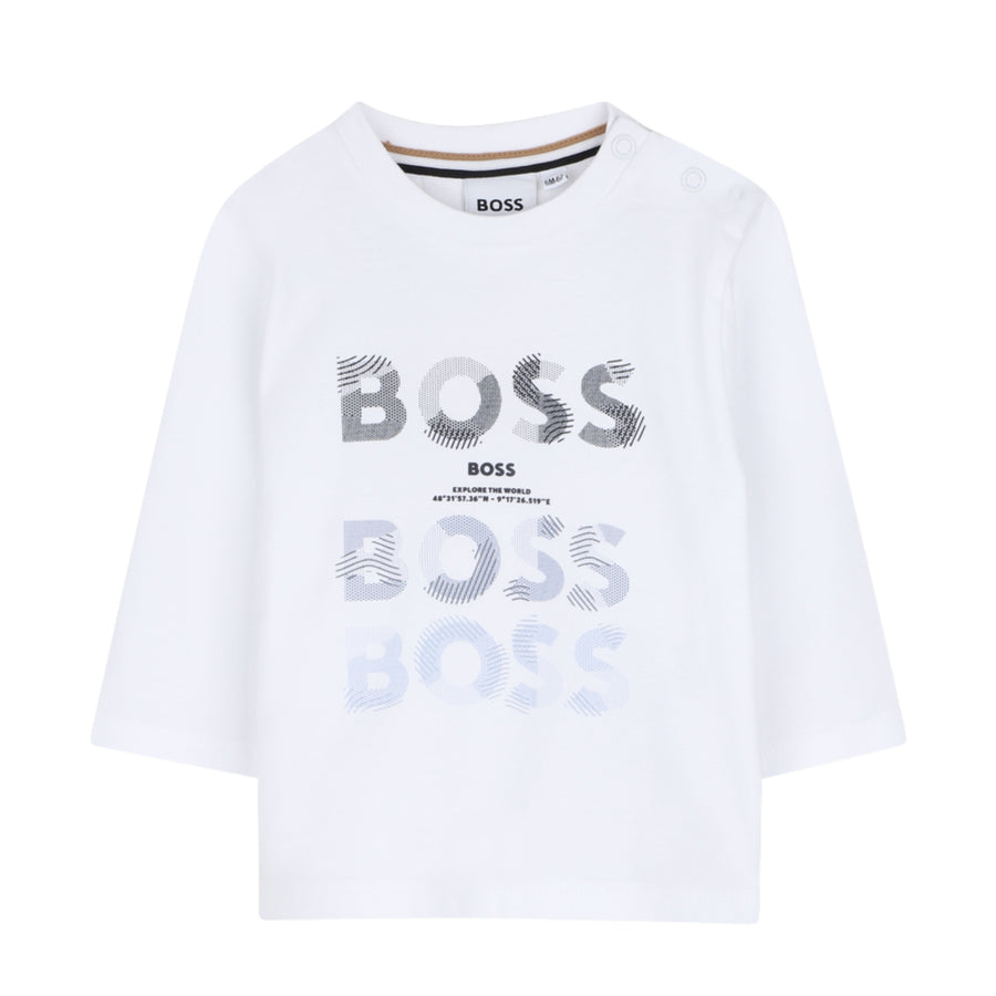 BOSS Baby Logo Print Long Sleeve White T-Shirt