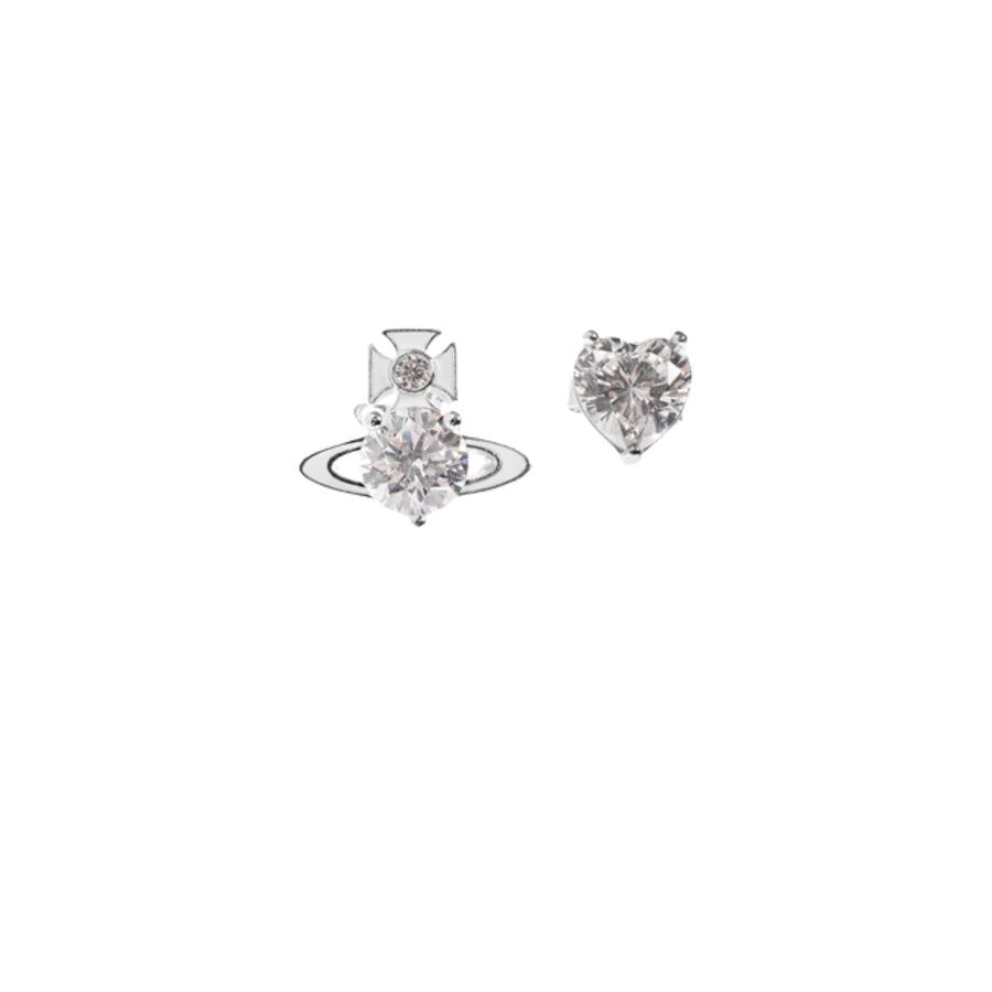 Vivienne Westwood Platinum White Enamel Millie Earrings