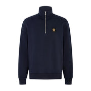 Belstaff Patch Logo Dark Ink Navy Half Zip Sweatshirt