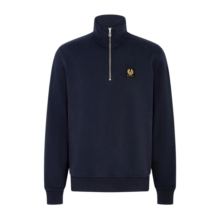 Belstaff Patch Logo Dark Ink Navy Half Zip Sweatshirt