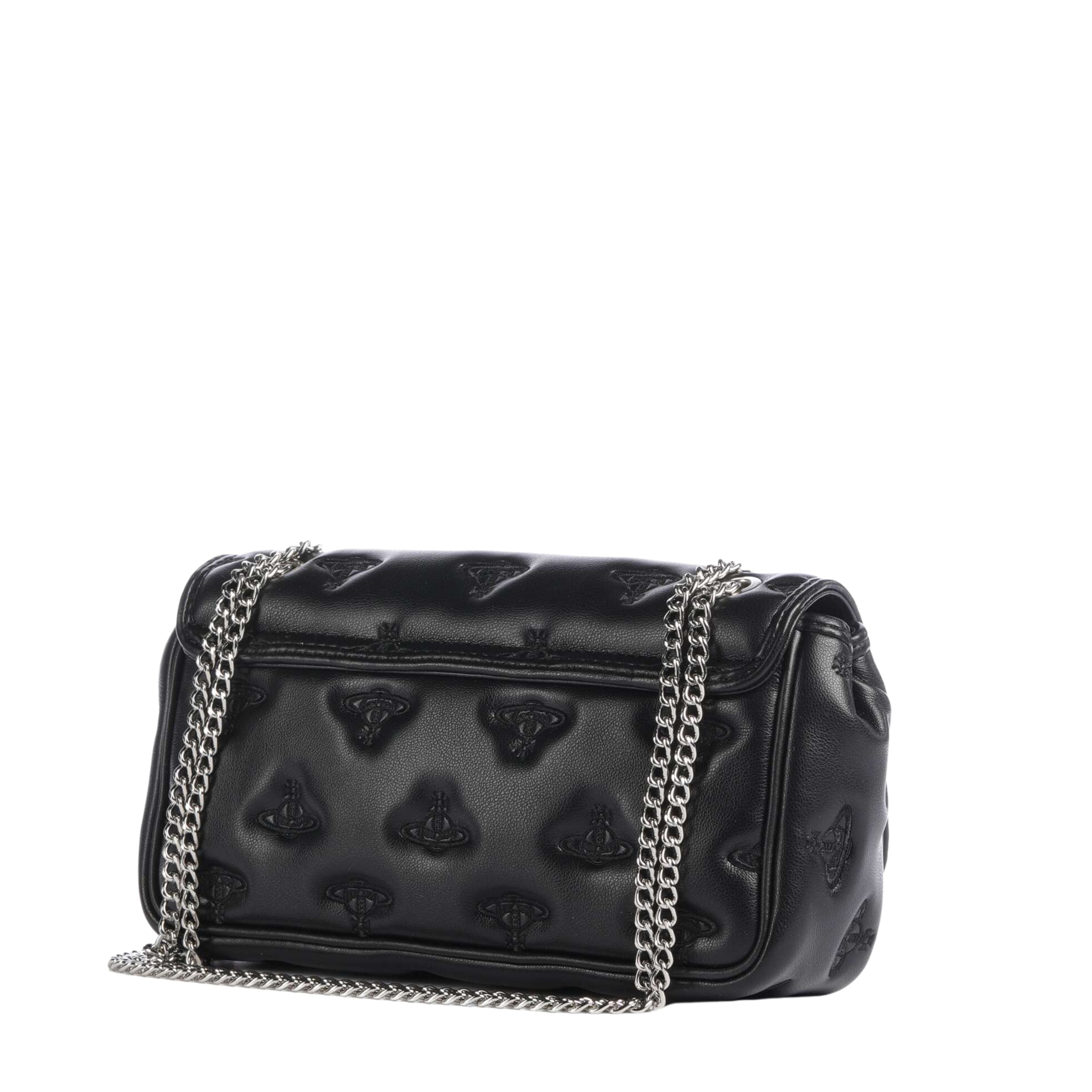 Vivienne Westwood Embossed All-Over Black Chain Crossbody Purse