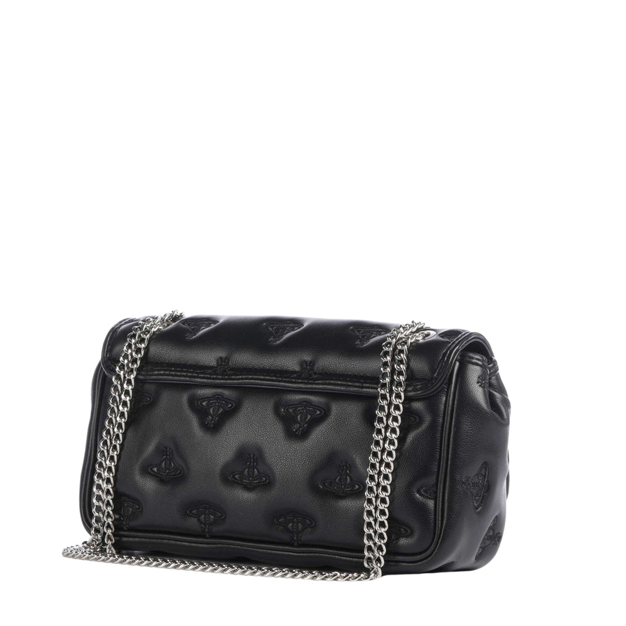 Vivienne Westwood Embossed All-Over Black Chain Crossbody Purse