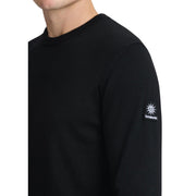 Sandbanks Logo Badge Merino Knit Wool Black Crew Neck Sweatshirt