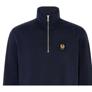 Belstaff Patch Logo Dark Ink Navy Half Zip Sweatshirt